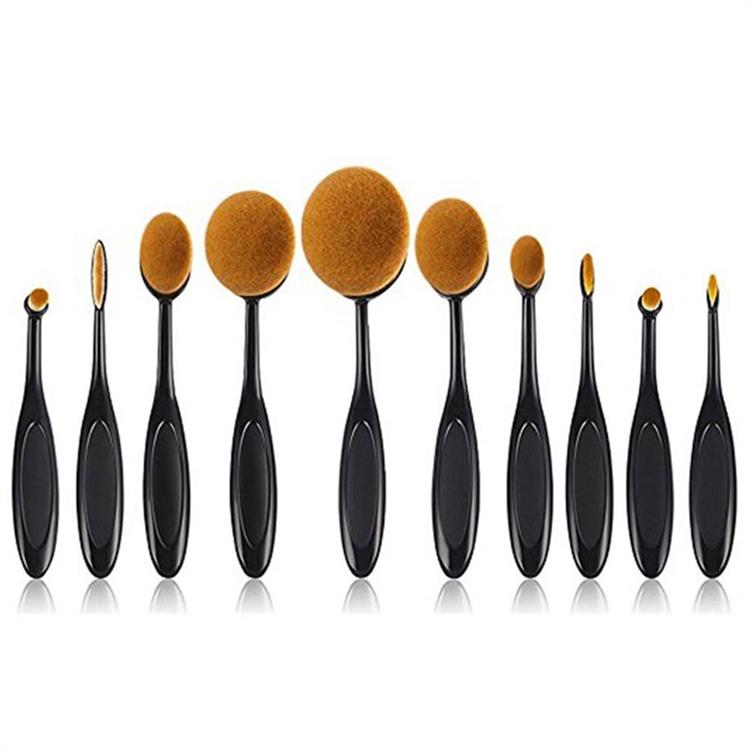 Scuaba Makeup Scuab Fiacla Cosmaideacha 10PCS Scuaba Scuaba Ubhchruthacha Oval Socraithe