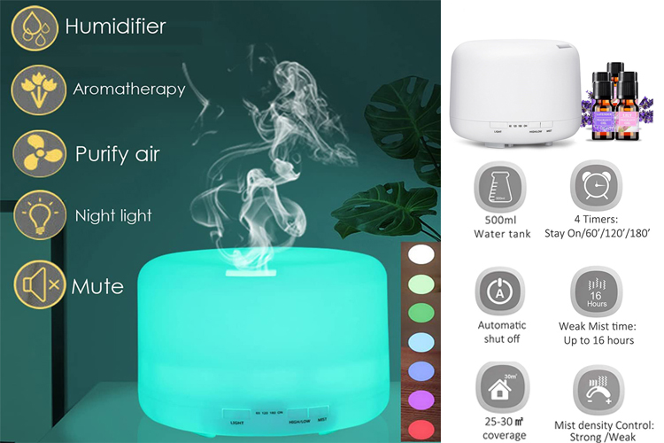 Cool Mist Humidifier Aroma Riachtanach Ola Difuser