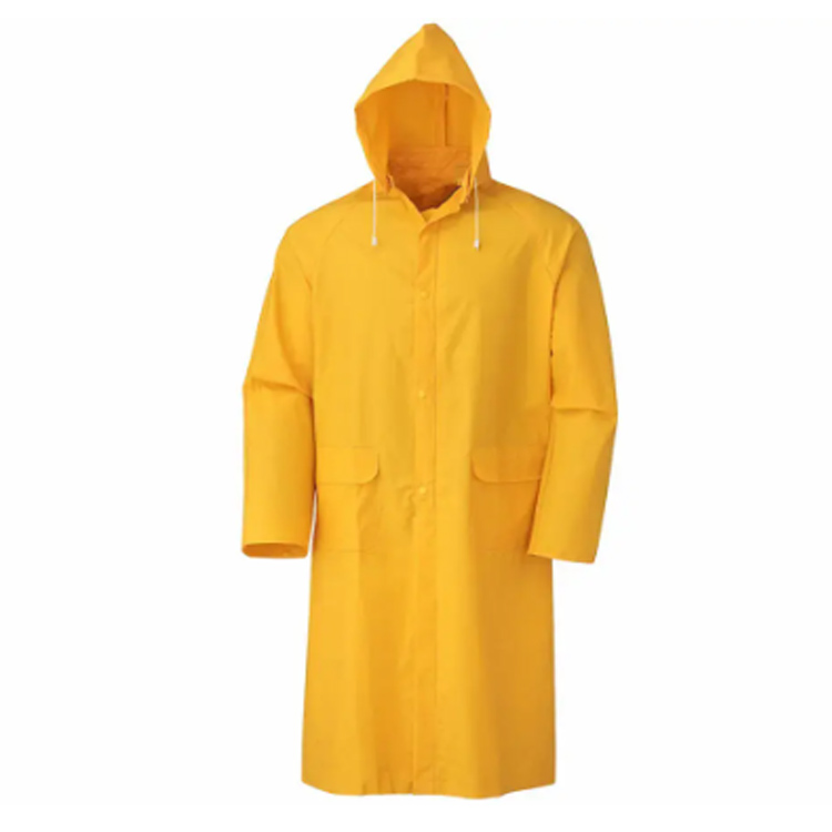 Cóta báistí tromshaothair saincheaptha PVC Poncho báistí uiscedhíonach