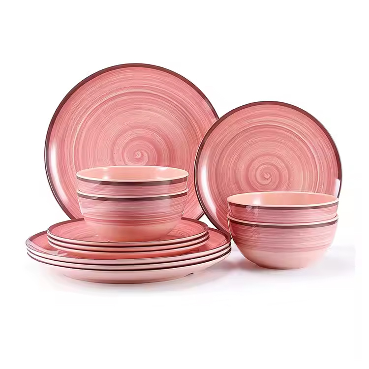 Melamine saincheaptha 4 Ath -inúsáidte 12pcs Sraith earraí boird melamine