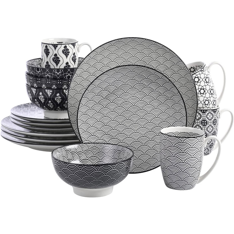 Haruka Ceramic Dinnerware Set Cups Plátaí agus Babhlaí