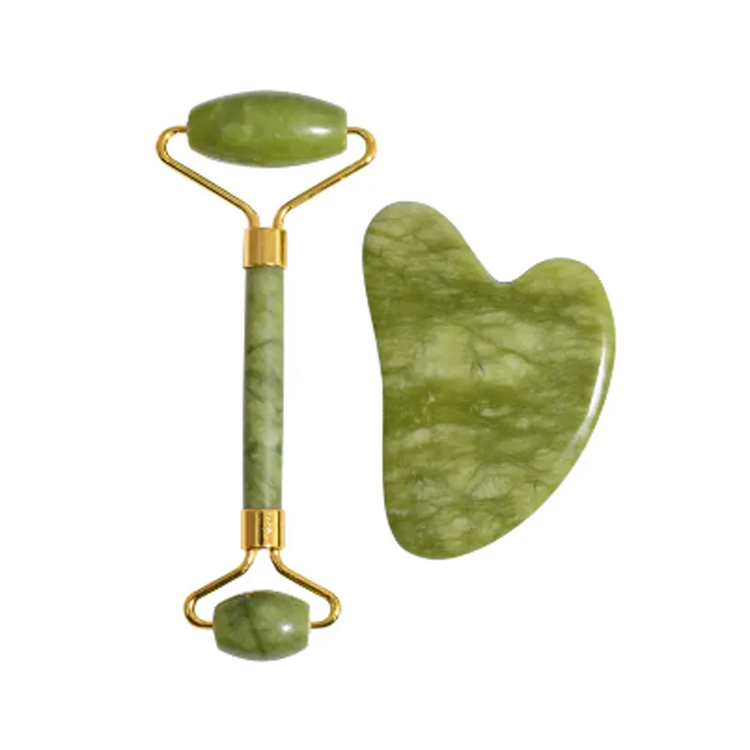Massager aghaidhe ardchaighdeáin gua nádúrtha gua sha glas sorcóir jade glas