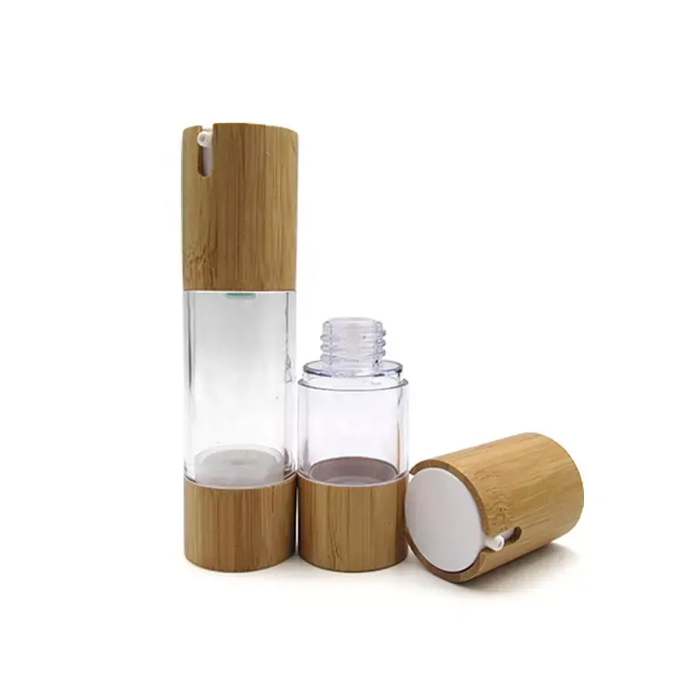 Caidéal Lotion Dáileadóra Plaisteach Bambú Dúlra Buidéal gan aer