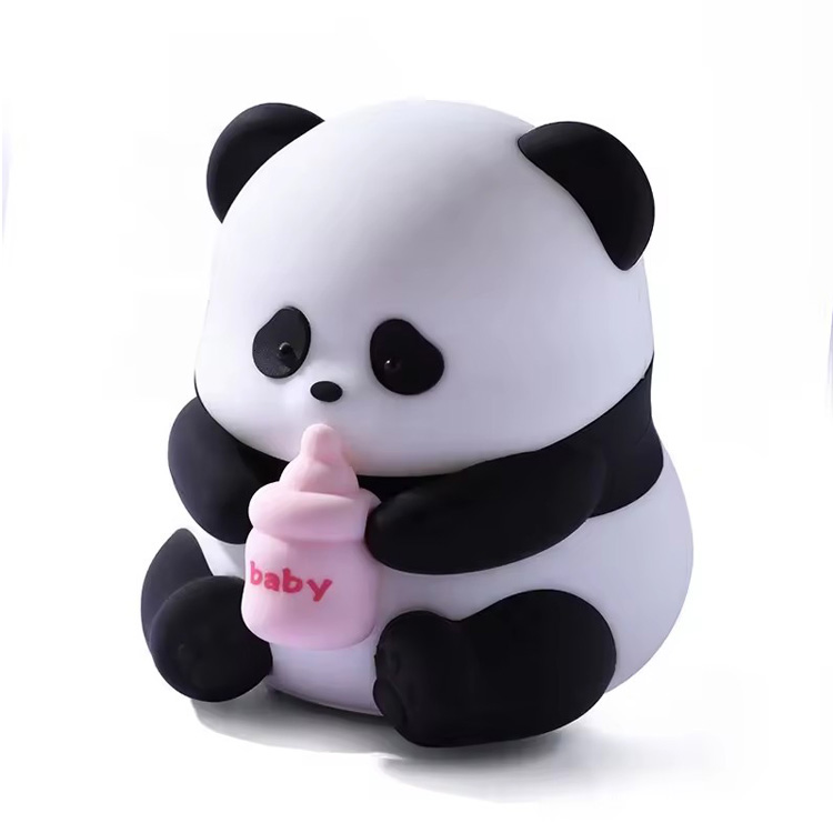 Soilse Oíche Babaí Panda Gleoite Lampa Deasc Silicone Ainmhithe