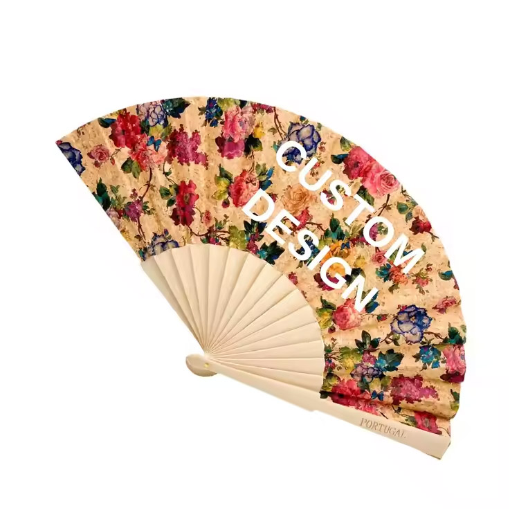 Fan Lámh Folding Bambú Clóbhuailte Pearsantaithe