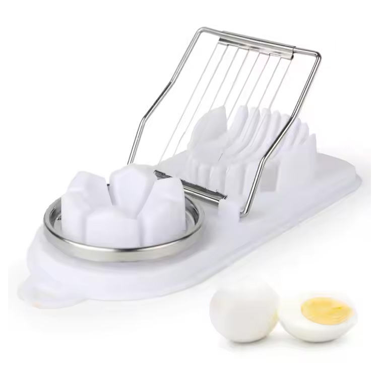 Cutter ubh bruite plaisteach 2 as 1 slicer uibhe le haghaidh uibheacha báis