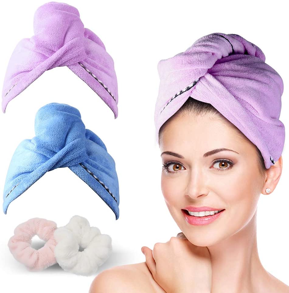 Quick Microfiber Dry Hair Turban Hat Towel Wrap