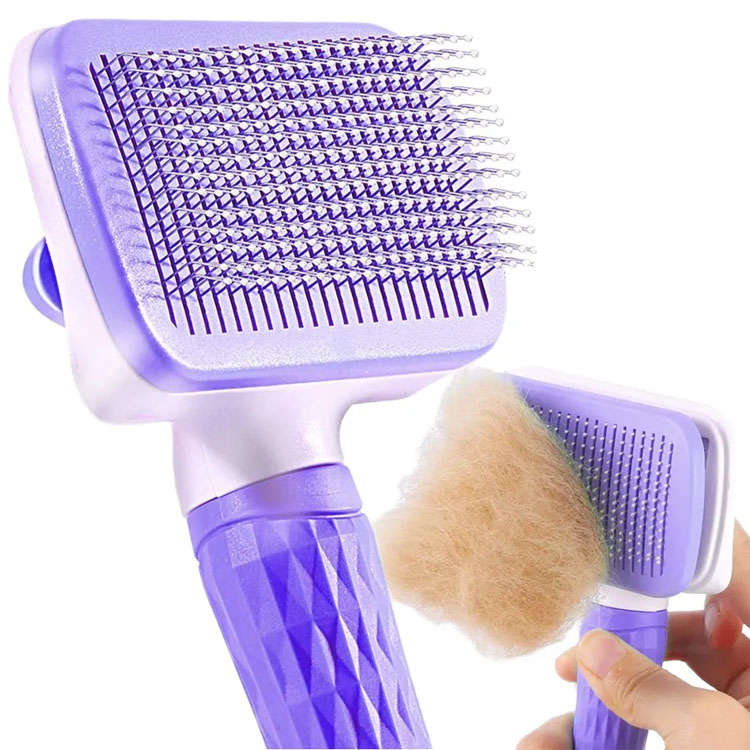Féin-ghlanadh Fionnadh Peataí Gearr Fionnadh Uirlis Grooming One-Button