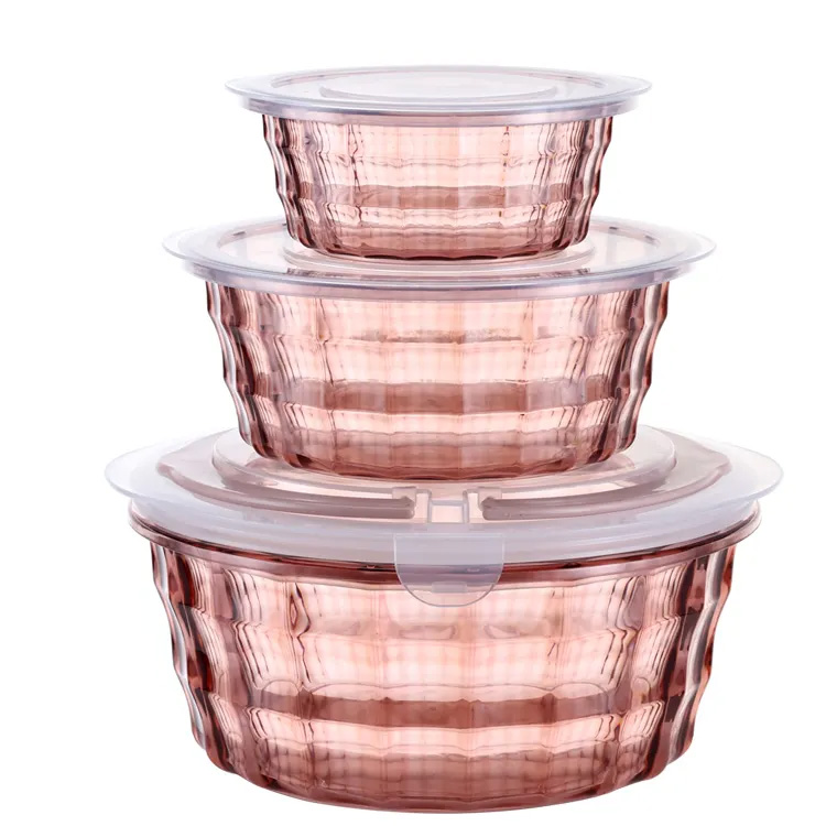 Neadú stackable coimeádáin bia bhabhta plaisteacha 3 phíosa