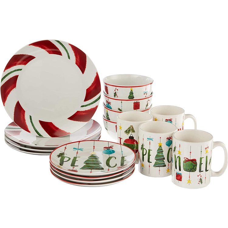 Pairtí Dinnéar Stoneware Poircealláin Saoire Dinnerware Set