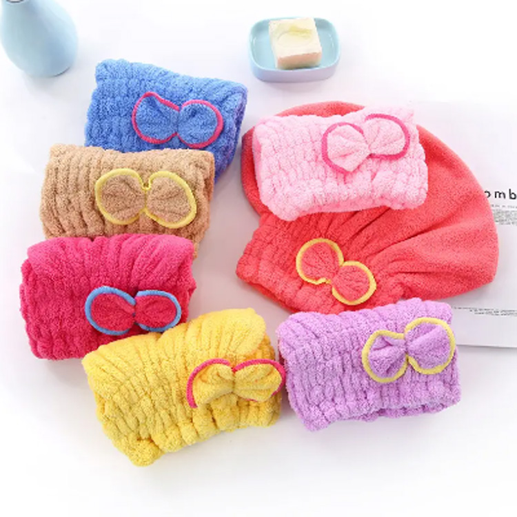 Caipín ultra -ionsúite bowknot tuáillí triomaithe gruaige microfiber bog